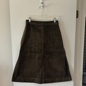 Uniqlo Olive Corduroy Midi Skirt